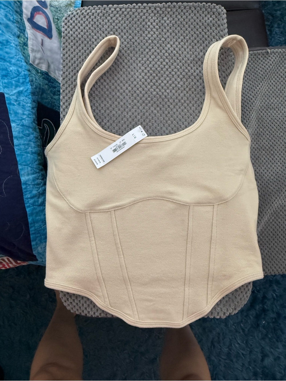 PINK Victoria's Secret Sculpting Corset Tank Top in Cream
